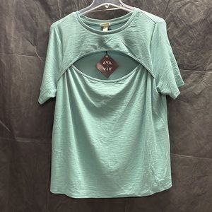 Ribbed open front blouse/top